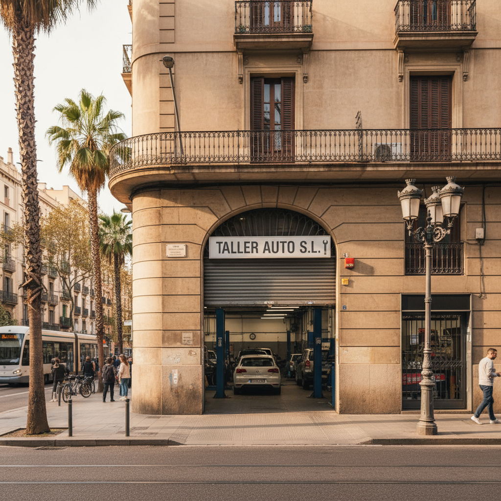 Vista exterior del taller en Barcelona